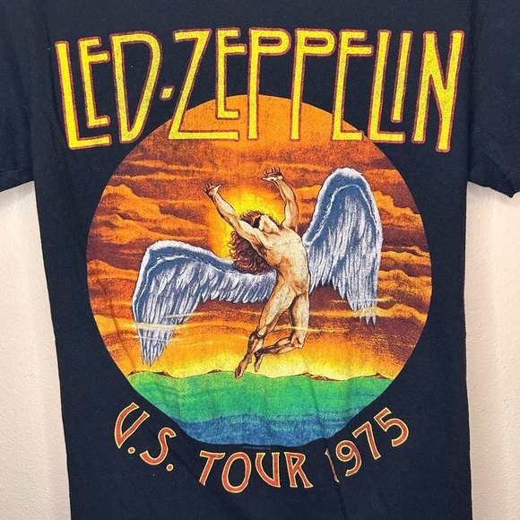 Led Zeppelin U.S. Tour 1975 Black T-Shirt Size Small - Picture 2 of 4
